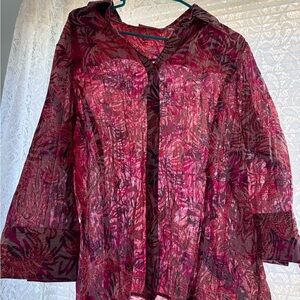 Tantrums Plum and Pink Sheer Blouse